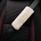 Soft & Cozy Australian Sheepskin Car Seat Belt Covers,2 Pack Fluffy Seatbelt Pads, Genunie Sheepskin Fur Shoulder Straps Cushions for Adults Kids Women and Men (Pearl)
