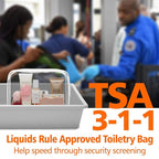 PACKISM Clear Toiletry Bag - 3 Pack TSA Approved Toiletry Bag Quart Size Bag, Travel Makeup Cosmetic Bag for Women Men, Carry on Airport Airline Compliant Bag, Black, White, Orange