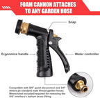 Car Wash Foam Gun, Car Wash Sprayer with Adjustable Foam Dial Foam Nozzle, Foam Cannon Attachs to Any Garden Hose, Durable 5/8" and 3/4" Brass Joint Soap Gun for Home Garden Use