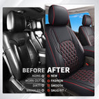 Huidasource Tacoma Seat Covers, Full Coverage Waterproof Truck Seat Cover Fit for Toyota Tacoma 2016-2023 Double & Crew Cab SR, SR5, Limited, TRD Pro, TRD Sport, TRD Off-Road (Front Pair/Black&Red)