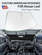 Proadsy 2026 Upgrade Windshield Sun Shade Custom Fit 2018-2025 2026 Nissan Leaf Foldable Front Sunshade Protector Sun Visor Blocks UV Rays Keep Car Cooler