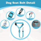 Pet Dog Cat Seat Belts, Car Headrest Restraint Adjustable Safety Leads Vehicle Seatbelt Harness (1 Pack) (Blue)