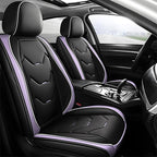 otoez Leather Seat Covers for Car Full Set, 5 Seat Car Seat Cover, Waterproof Automotive Seat Covers, Universal Seat Protector for Most Cars SedensTrucks SUVs (Black&Purple, No Pillows)