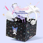 Sanrio Kuromi Car Trunk Organizer & Steering Wheel Cover Set – Cute, Non-Slip, Soft Grip Car Accessories for Women – Collapsible Storage Bin for Groceries, Tools & Travel – 12.5"L x 12.5"W x 9"H