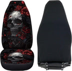 ELEQIN Gothic Raven Skull Car Seat Covers Two Front Only for Car, Automotive Interior Covers, Quick Setup Universal Fit Seat Covers for Car, Truck, SUV