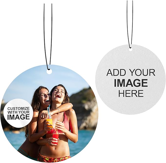 Instafreshener Custom Hanging Air Freshener | Circle | Custom Air Fresheners with Picture or Text for Car, Closet, Bathroom, Locker & Office Decor