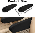 2 PCS Car Armrest Cover Elastic Fabric Cars Front Seat Arm Rest Cushion, Universal Replacement Center Console Lid Armrest Cover Skin Protectors Interior Accessories for Car SUV Truck and Van(Black)
