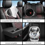 Fit RAV4 Car Seat Covers Set for Toyota RAV4 2019 2020 2021 2022 2023 2024 2025 LE,XLE,XLE Premium Limited Automotive Cushion Protector Replacement, Waterproof Faux Leather(Full Set,Black&Red)