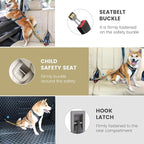 IOKHEIRA Dog Seat Belt 3-in-1 Car Harness for Pets Adjustable Safety Seatbelt Nylon Reflective Bungee Fabric Dog Car Harness with Clip Hook Latch & Buckle, Swivel Zinc Alloy Carabiner (Green)
