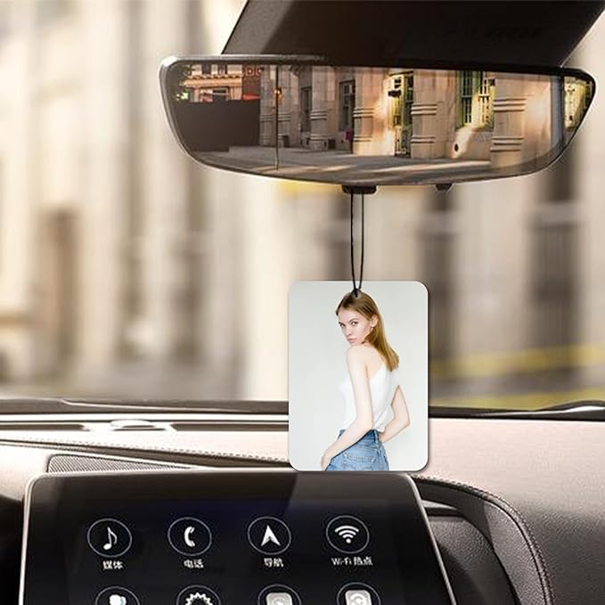 Personalized Photo Car Air Freshener – Custom Double-Sided Print – Fresh Linen Scent – Eco-Friendly, Long-Lasting Fragrance – For Family, Friends, Lovers (Rectangle)
