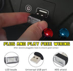 Augeny 4 PCS USB LED Car Interior Atmosphere Lamp, Plug-in USB Decor Night Light, Portable Auto Ambient Lighting Kit, Universal Vehicle Interior Accessories for Most Cars (2 Red+2 Ice Blue)