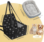 PetsHome Dog Car Seat Foldable Dog Car Booster Seat Waterproof Breathable Oxford Travel Bag for Small to Medium Dogs, Puppies, and Pets-Footprint Black+Mat