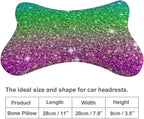 Headrest Pillow for Car Seat, 2 Pcs Memory Foam Neck Support Pillow for Neck Pain Relief, Compatible with Beautiful Turquoise Bling Glitter Sparkles Pattern Car Office Soft Travel Pillow