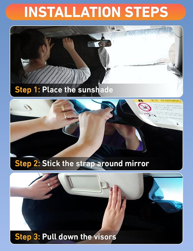 EcoNour Windshield Sunshade Compatible for Honda Accord 2013-2015 2016 2017, Sun Visor for Front Windshield & Window Sun Shade Cover, UV Heat Blocker & Protector, Car Accessories