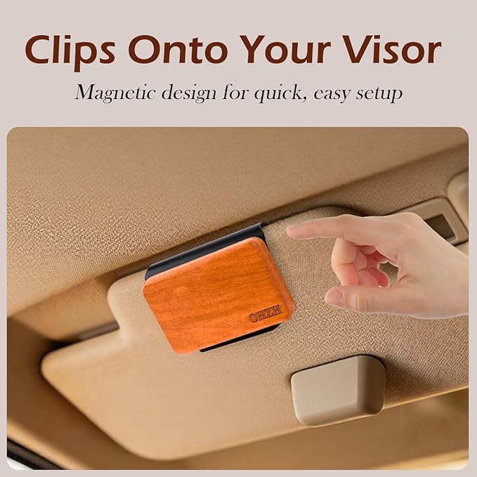 Car Air Freshener – Wood Air Freshener for Visor Clip – 4 Luxury Scents Grove, Cabana, Teak, Amber with 2 Strong Magnetic Clips – Cabin, Car, Truck, SUV