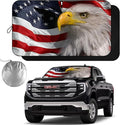 Windshield Sun Shade New American Eagle Flag USA Patriotic Design - Folding Car Front Window Sunshade for Cars SUV Trucks, Max UV Blocking and Keep The Vehicle Cool XL