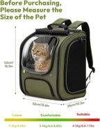 Pecute Cat Backpack Carrier, Large Space Cat Bubble Backpack, Breathable Cat Carrier, Shaded Dog Backpack Carrier, Ergonomic 3D Design for Travel, Hiking, Walk, Suitable for Shopping, Car, Vet, Green