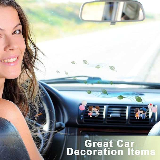 4 Piece Cute Car Air Freshener Vent Clip Lovely Couple Car Accessories couple design Perfume Clip Essential Oil Diffuser Interior with Fragrance Tablet for Air Vent Freshener(Cute Style)