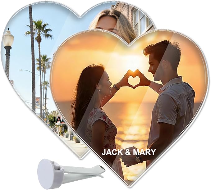 Personalized Car Air Vent Clip, Custom Photo Car Air Freshener Vent Clip with 8 Scents, Decorative Car Accessories Interior, Unique Gift for Couples, Friends & Family (Heart shape)