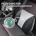 1p Memory Foam Lumbar Support Pillow for car Lower Back Pain Relief - Back Cushion for Driving, Chair Support for Car-Office Chair（Black&Grey）