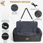 Dog Car Seat for Large Medium Sized Dogs Under 55 lbs, Dog Booster Seat for 2 Small Dogs with Detachable Washable Cover and Cushion, Memory Foam Pet Car Seat with 2 Safety Belts and Storage Pockets