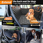 KYG Back Seat Extender for Dogs, Hard Bottom Dog Car Seat Cover for Back Seat Waterproof with Mesh Window and Storage Pocket, Dog Hammock for Cars & SUVs