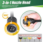 Pressure Washer Gun Wand & 3-in-1 Adjustable Nozzle, M22-14mm Fitting Compatible with Ryobi, Powerstroke, Greenworks, Husky, Raptor Blast, Electric Power Washer