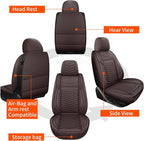 Nappa Leather Car Seat Covers Full Set, Brown Car seat Protector 5 Seats, Waterproof Car Seat Cushion, Universal Automotive Seat Covers Fit for SUV Truck Pick-up Sedan, Front and Rear