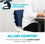 FORTEM Lumbar Support Pillow for Office Chair, Lumbar Support Pillow for Car, Back Rest for Gaming, Memory Foam Pillow, Desk Chair Cushion, Breathable & Washable Cover, Adjustable Straps