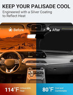 Proadsy 2026 Upgrade Front Windshield Sun Shade Foldable Sunshade Protector Custom Fit 2020-2025 Palisade Accessories