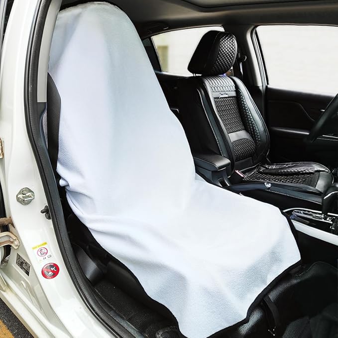 Waterproof Sweating Car Seat Cover for Post Gym Workout, Running, Swimming, Beach and Hiking, Universal Fit Non-Slip Bucket Seat Protector for Cars SUV Trucks, Machine Washable (White)