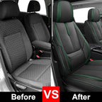 Fit for 98% of Mercedes Benz Car Seat Covers, Premium Nappa Leather Seat Cover, Fully Wrapped Protect Modern Style Seat Cover (2-Seat Standard, Black & Green)