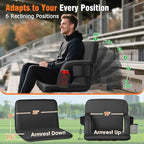 Suteck Dual-Side Heated Stadium Seats with Back Support, Wide Portable Stadium Chair, Foldable Bleacher Chair W/USB 3-Level Heating, 5 Storage Pockets for Outdoor Bleachers Camping Games
