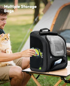 Pecute Cat Backpack Carrier, Large Space Cat Bubble Backpack, Breathable Cat Carrier, Shaded Dog Backpack Carrier, Ergonomic 3D Design for Travel, Hiking, Walk, Suitable for Shopping, Car, Vet, Black
