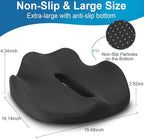 Ergonomic Seat Cushion for Office Chair &Car-Advanced Memory Foam Coccyx Pillow for Tailbone,Sciatica &Lower Back Pain Relief-Non-Slip Desk Chair Pad for Long Sitting,Posture Support-Black