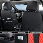 Coverado Car Seat Covers Full Set, 5 Seat Leather Seat Covers for Cars, Car Seat Protector with Lumbar Support, Waterproof Seat Covers Universal Fit for Most Cars SUV Trucks (Red&Black)