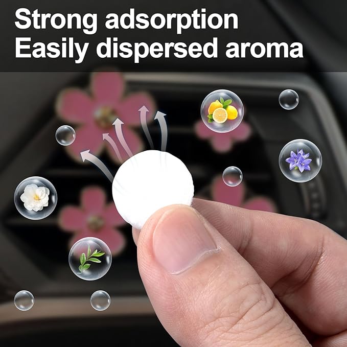 40Pcs Car Air Freshener Refill Felt Pads, 17.5MM/0.7inch Unscented White Air Freshener Replacement Pads Oil Perfumes Refill Tablets for Car Air Freshener Vent Clips Car Diffusers