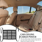 UPKOCH Car Roof Storage Bag with Double Zipper, 70x50cm Black Strap Car Ceiling Net Organizer Pouch for SUV and Truck Cargo, Sturdy Interior Auto Storage Solution for Travel and Camping
