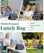 Insulated Lunch Bag for Men & Women, 9L Leakproof Lunch Box Soft Cooler Tote with 5 Pockets, 600D Oxford, EVA Lining, Adjustable Strap for Work, Picnic, Beach&Travel-Corduroy Cactus