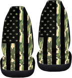 ELEQIN 2 Packs Car Front Seat Cover Car Seat Protector, Nonslip Cushion Cover for Cars, Trucks & SUVs Auto Interior Decor, Camo American Flag Print