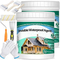 2Kg/70.5Fl.oz Invisible Waterproof Agent Indoor&Outdoor Waterproof Coating Set Transparent Liquid Sealant with Wooden Brush Resistant Work Gloves Putty Knife Cut Paint Roller