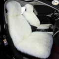 OGLAND 2 Pack Fluffy Sheepskin Car Seat Cover-Fuzzy Fur Auto Cushion for Universal Automotive Protector (Ivory White, 2 Pcs Front Seat Cover)