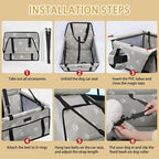 PetsHome Dog Car Seat Foldable Dog Car Booster Seat Waterproof Breathable Oxford Travel Bag for Small to Medium Dogs, Puppies, and Pets-Footprint Grey