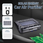 Solar-Powered Car Air Purifier with USB Charging & Ozone Odor Elimination - Portable HEPA Filter-Free Ionizer for Smoke, Pet Odors, VOCs - Compact, Silent, Best for Car Use (8819 carbon fiber)