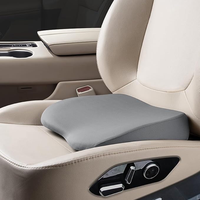 2 in 1 Wedge Car Cushions or Lumbar Support for Driving - 3.5 Inches Soft Memory Foam Driver Seat Cushion for Car Truck - Comfort Coccyx Cushion for Tailbone & Back Pain Relief, Gray