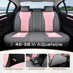 Coverado Car Seat Covers Full Set, Nappa Leather Seat Covers for Cars, Car Seat Protector Car Seat Cushion, Front and Back Seat Protectors Cushions Universal Fit for Most Cars Vehicles(Gray&Pink)