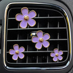 Daisy Air Vent Clips, 4 Pcs Cute Flower Car Air Conditioning Outlet Clip Car Air Freshener Clip Charm Car Inter Decor Accessories for Women (Purple)