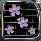 4PCS Daisy Flower Air Vent Clip Air Conditioning Outlet Clip Car Air Freshener Clip Car Interior Decor Charm Colorful Car Interior Accessories for Girls Women (Purple)