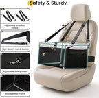Dog Car Seat Booster for Small Pet Under 20lbs, Portable Travel Puppy Car Seat with Internal Steel Frame, Comfort Cushion & Storage Pockets, Adjustable Straps Fit Most Cars, Black