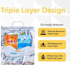Superio Hot and Cold Insulated Bags for Food Delivery, Grocery Shopping Bags, Food Storage for Hot and Frozen Food for Travel, Disposable Cooler Bag, Reinforced Thermal Lunch Bag (24, 20" x 19")